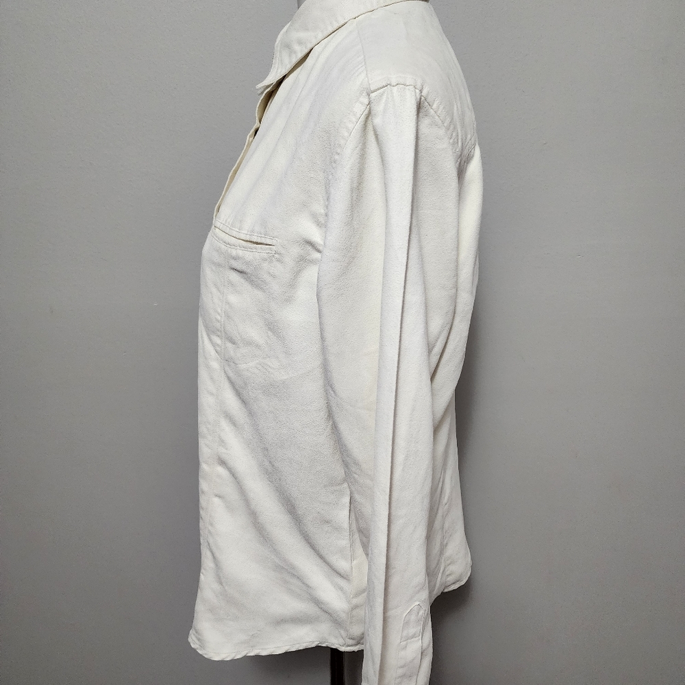 Columbia Ecru Suedette Button Down Size Large - image 4